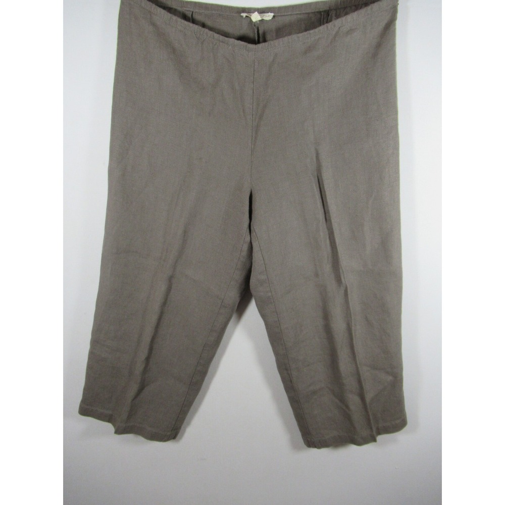Eileen Fisher Wide Leg Linen Cropped Pants Petite Size PM Taupe